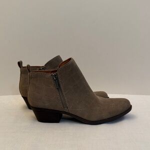 Lucky Brand Croc-Embossed Ankle Boots - Taupe